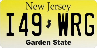 NJ license plate I49WRG