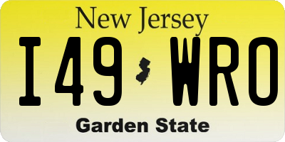 NJ license plate I49WRO