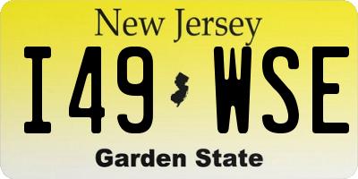NJ license plate I49WSE