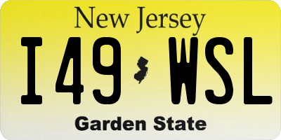 NJ license plate I49WSL