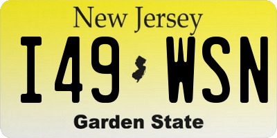 NJ license plate I49WSN