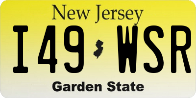 NJ license plate I49WSR