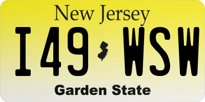 NJ license plate I49WSW
