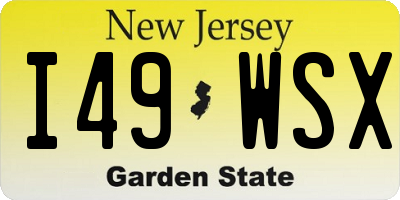 NJ license plate I49WSX
