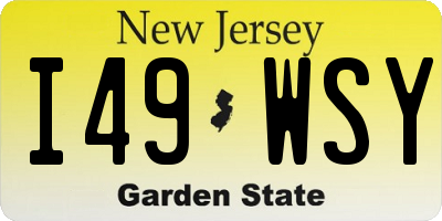 NJ license plate I49WSY