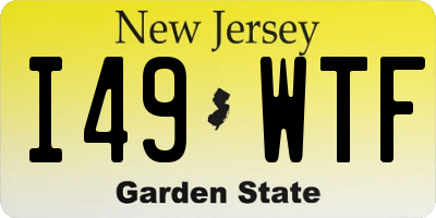 NJ license plate I49WTF