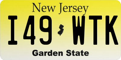 NJ license plate I49WTK