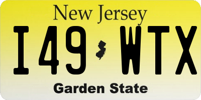 NJ license plate I49WTX