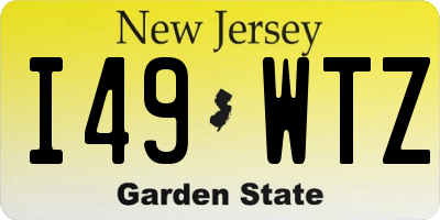 NJ license plate I49WTZ