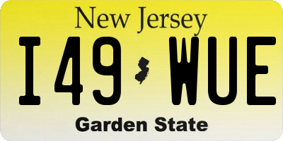 NJ license plate I49WUE