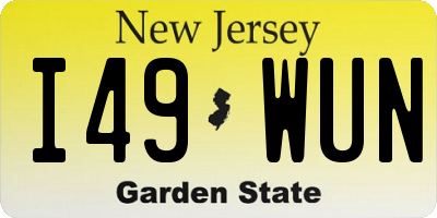 NJ license plate I49WUN