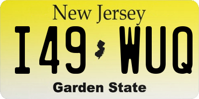 NJ license plate I49WUQ