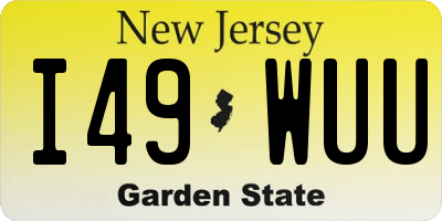 NJ license plate I49WUU
