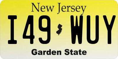 NJ license plate I49WUY