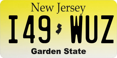 NJ license plate I49WUZ