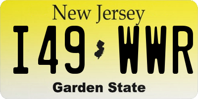 NJ license plate I49WWR