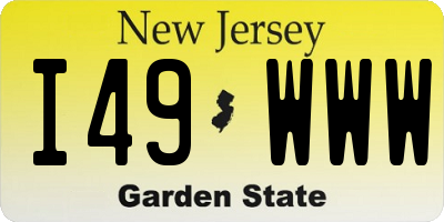 NJ license plate I49WWW