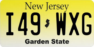 NJ license plate I49WXG