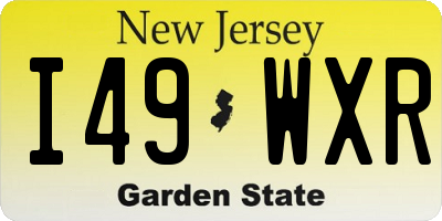 NJ license plate I49WXR