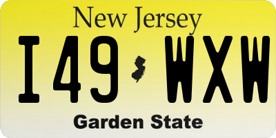 NJ license plate I49WXW