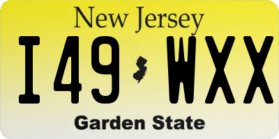 NJ license plate I49WXX