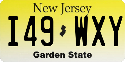 NJ license plate I49WXY