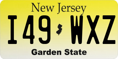 NJ license plate I49WXZ