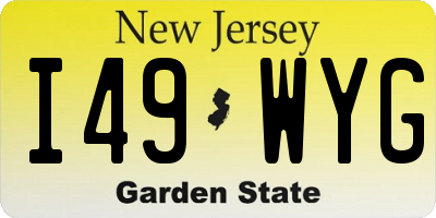 NJ license plate I49WYG