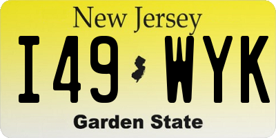 NJ license plate I49WYK