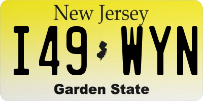 NJ license plate I49WYN