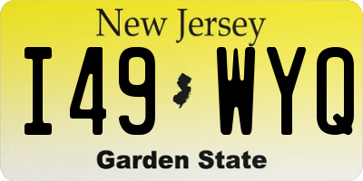NJ license plate I49WYQ