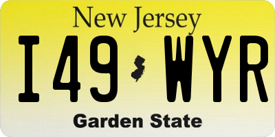 NJ license plate I49WYR