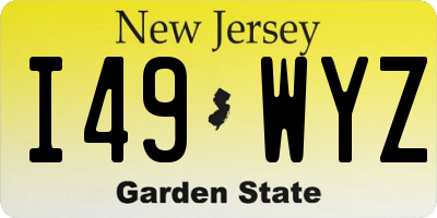 NJ license plate I49WYZ