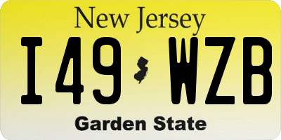 NJ license plate I49WZB