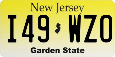 NJ license plate I49WZO
