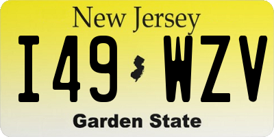 NJ license plate I49WZV