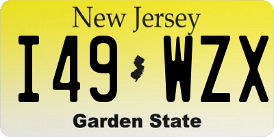 NJ license plate I49WZX
