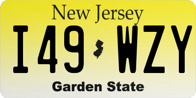 NJ license plate I49WZY