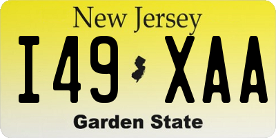 NJ license plate I49XAA
