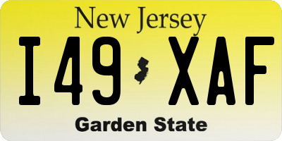 NJ license plate I49XAF