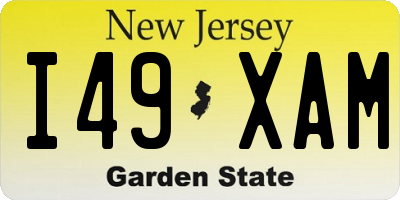 NJ license plate I49XAM