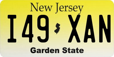 NJ license plate I49XAN