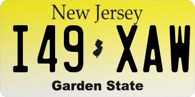 NJ license plate I49XAW