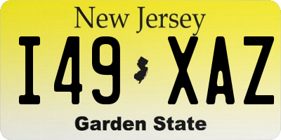 NJ license plate I49XAZ