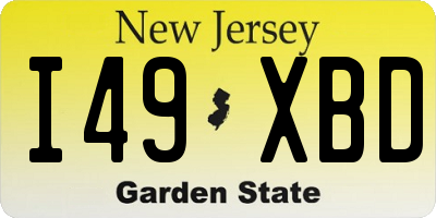 NJ license plate I49XBD