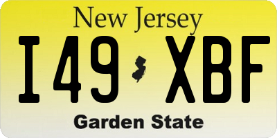 NJ license plate I49XBF