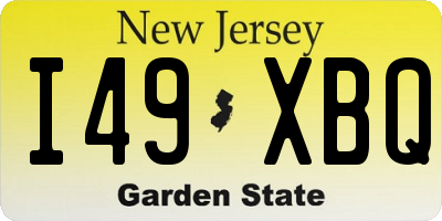 NJ license plate I49XBQ
