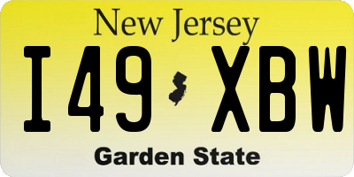 NJ license plate I49XBW