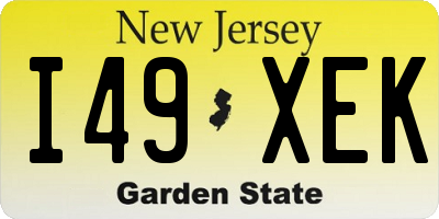 NJ license plate I49XEK