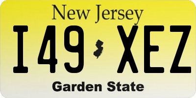 NJ license plate I49XEZ